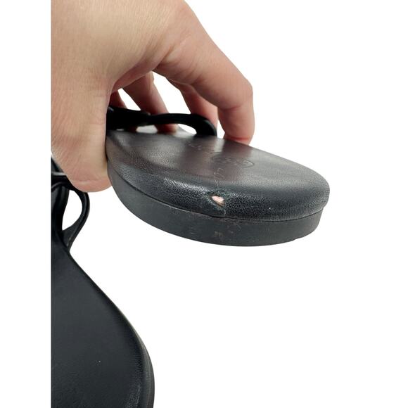 TORY BURCH Black Flat Soft Miller Leather Sandals Flats Slides Thongs Size 7 - Picture 5 of 8